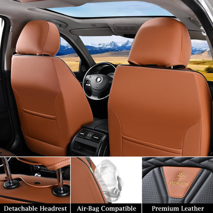 FLORICH vehicle seat covers - waterproof leather in brown and black, 2 pack