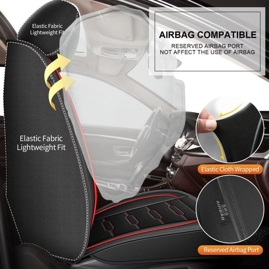 Vehicle seat cover — Waterproof leather for Ford Escape 2001-2026, black and red