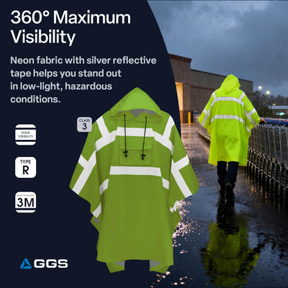 GGS rain poncho — high visibility and waterproof design with drawstring hood