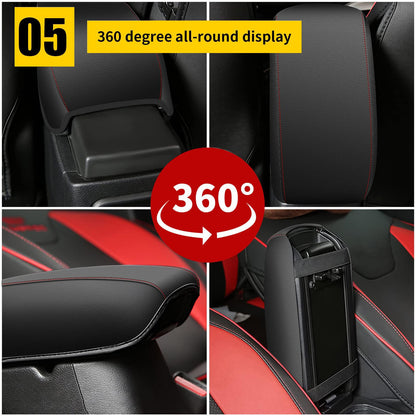 AOMSAZTO leather armrest cushion - Black with red stitches for Hyundai Sonata 2015-2019