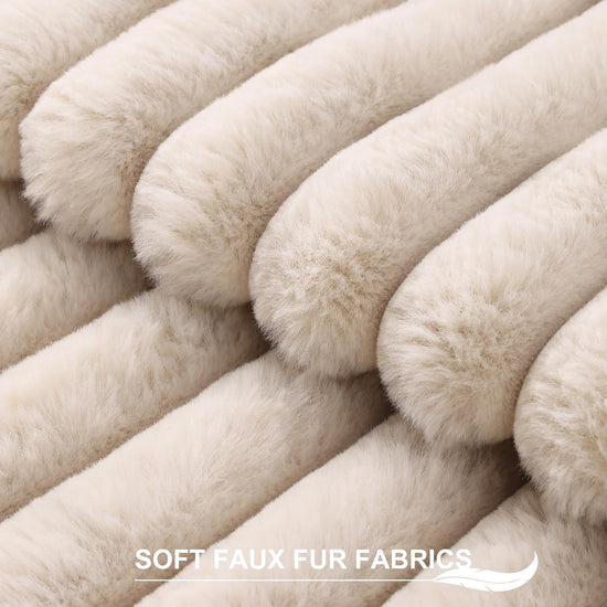 Pallene decorative pillow covers — luxury soft fluffy striped design 18x18 set of 2 cream white