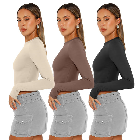 Shirt — Women's long sleeve crop top pack in Y2K style