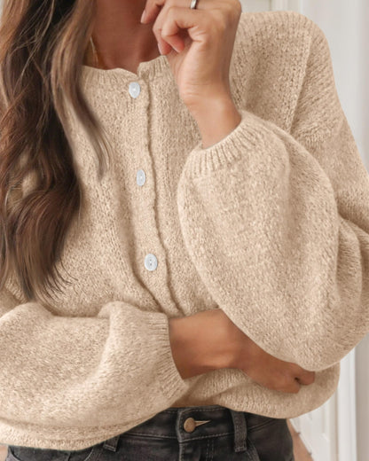 KIRUNDO cardigan sweater — crewneck button up knit outerwear for women