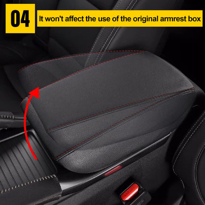 AOMSAZTO console covers — Black with red stitches for 2010-2014 Honda Accord Crosstour armrest