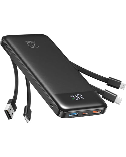 Charmast power bank — 20000mAh with built-in cables and fast charging