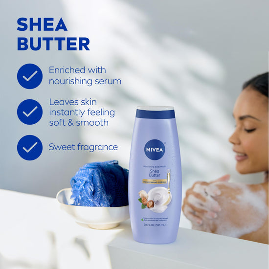 NIVEA skin cleaning agent — shea butter nourishing body wash 20 fl oz bottle