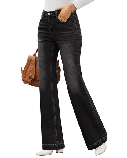 GRAPENT women's flare jeans — high waisted wide leg design with stretch denim