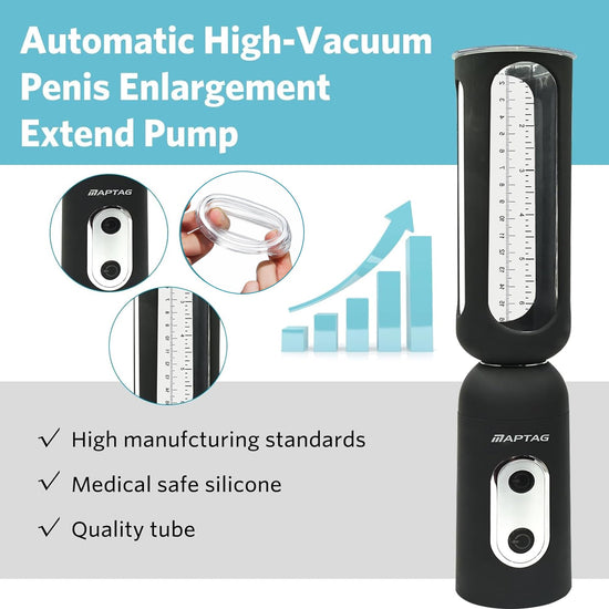 Medical-Grade Vacuum Erection Device for Erectile Electric Penis Enlarge Vacuum Pump with 4 Suction Male Genitalia Enlargement Rechargeable Automatic High-Vacuum Penis Enlargement Extend Pump