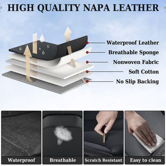 Coverado automotive seat cover — luxury leather with lumbar support and waterproof design