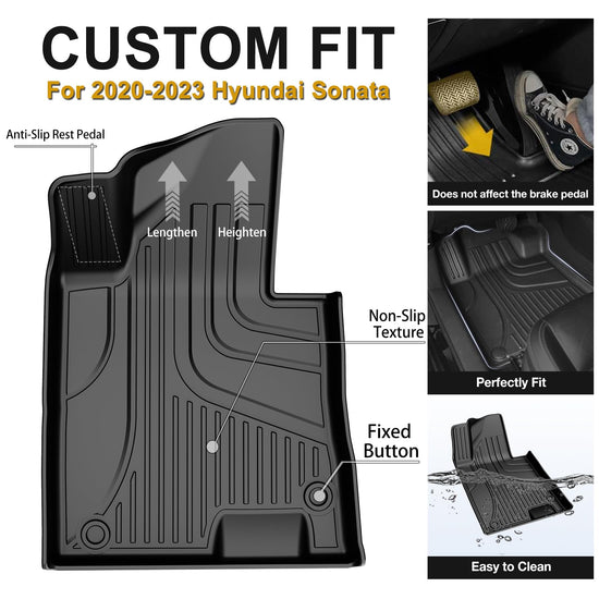 AOMSAZTO vehicle mat — Heavy duty TPE all weather protection for Hyundai Sonata 2020-2023