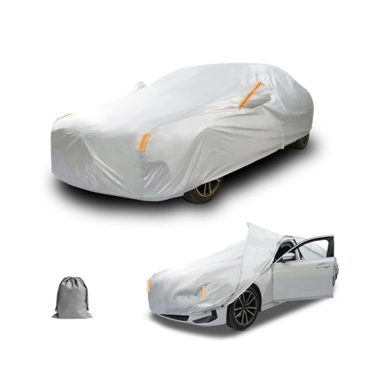 Caromop 10-Layer Waterproof Car Cover All Weather Protection (Snow, Rain, Sun) with Secure Fit Straps and Easy On/Off Zipper-Size A4 (See Size-Chart)