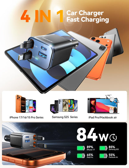 JOYROOM charging adapter with retractable design and 4 in 1 functionality 2025 upgrade