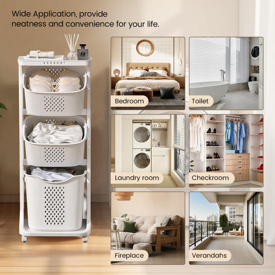 BAOKALER laundry hamper with removable rolling baskets and wheels