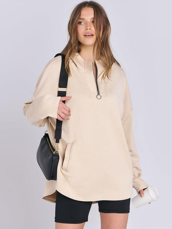 Sweatshirt — Oversized quarter zip pullover for women by ANRABESS