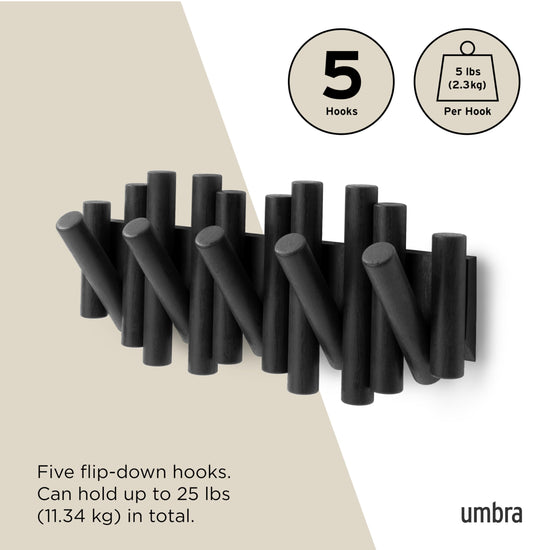 Umbra coat rack — wall-mounted design with hooks for storage