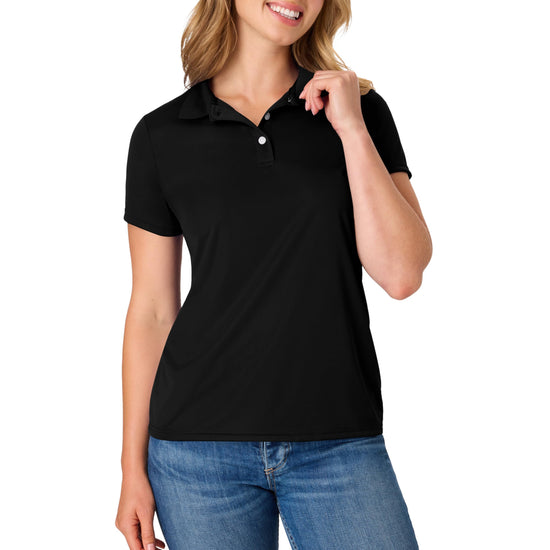 Hanes women's performance polo - moisture-wicking with UPF protection.