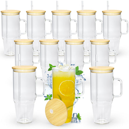 FECBK 40 oz glass tumbler with handle - high capacity and comfortable grip.FECBK drinking cup — 40 oz glass tumbler with handle and comfortable grip.