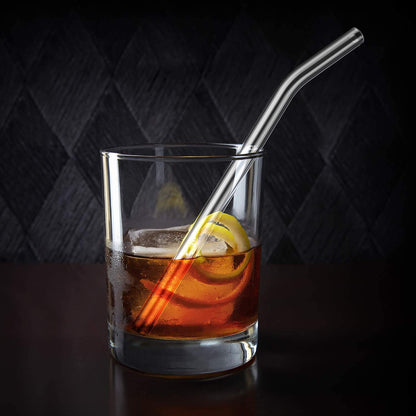 HeykirHome drinking straw — 4-pack reusable glass with cleaning brushes and mixed styles