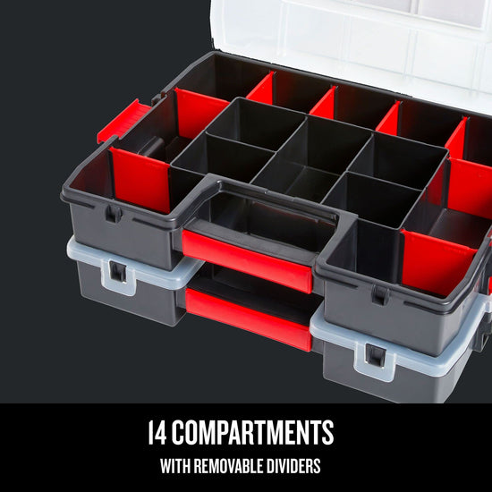 CRAFTSMAN portable tool box with 14 compartments and secure latch lid