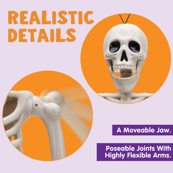 JOYIN sculpture — posable Halloween skeleton decor, 16 inches, 5 pieces set