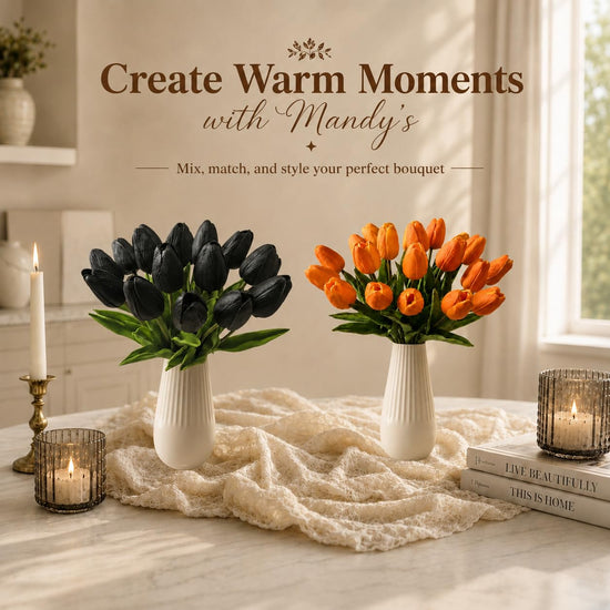 Artificial plant — Mandy's white faux tulips, 20 stems, 13.5 inch