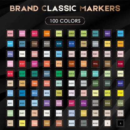 Caliart alcohol markers — 100 colors dual tip art markers with case for artists