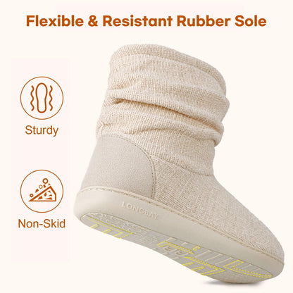 LongBay women's winter slipper boots — warm chenille knit with memory foam