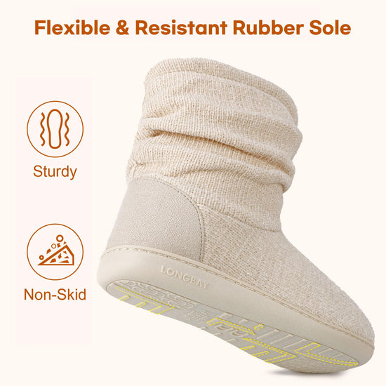 LongBay women's winter slipper boots — warm chenille knit with memory foam