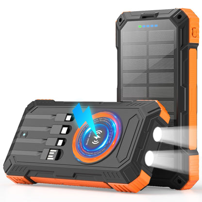 YOLOSKS Solar Charger Power Bank 49800mAh Wireless Portable Phone Charger, 22.5W QC3.0 Fast Charging Built in 4 Cables with USB C 6 Outputs & 2 Inputs for All Cell Phone