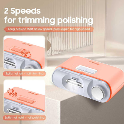 Electric nail clipper — 2 in-1 automatic trimmer and polisher with light