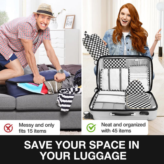 Storage bag — packing cubes with shoe and cosmetics bags for travel organizers