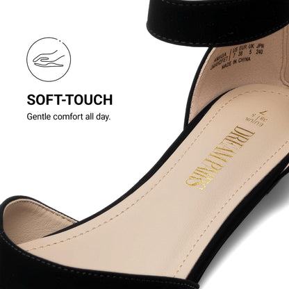 DREAM PAIRS women's low wedge pointed toe ankle strap flats for special occasions