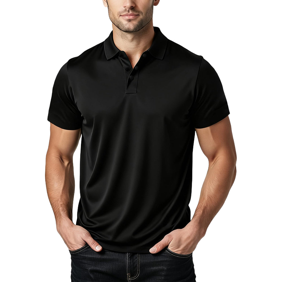 Polo shirt for men — quick dry moisture wicking fabric with slim fit design