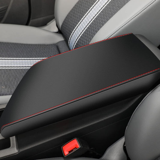 Vehicle seat cover — AOMSAZTO armrest cover for 2019-2025 VW Jetta in black with red stitches