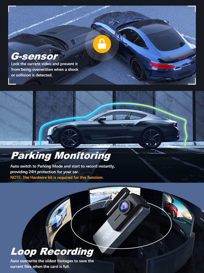 Onboard camera — 4K front and 1080P rear with built-in WiFi and night vision