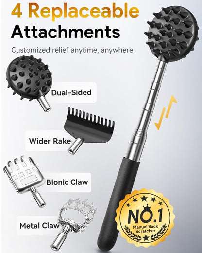 TUKUOS back scratcher with detachable heads for men and women