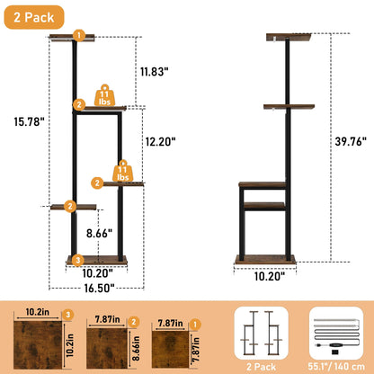 Item stand — 2 pack metal plant shelf with grow light for indoor use