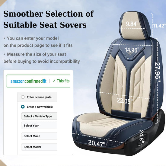 Coverado vehicle seat cover — leather design for universal fit in sedans and SUVs