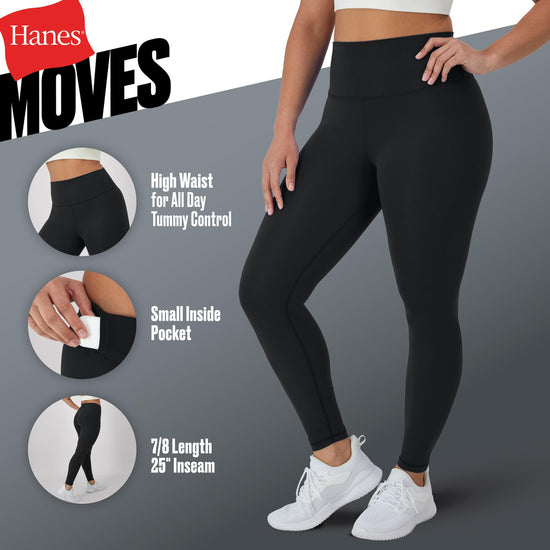 Hanes women's leggings — 7/8 soft leggings with pocket and moisture wicking