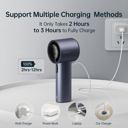 JISULIFE handheld fan - Extreme cooling output with digital display and fast charge