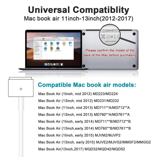 45W Charger for MacBook Air, 45W Magnetic2 T-Tip Power Adapter Charger Replacement for Mac Air 11/13 Inch (Between 2012-2017)