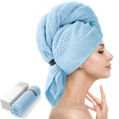 YFONG microfiber hair towel wrap with elastic band for fast drying curly hair