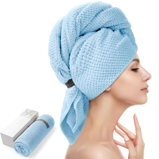 YFONG microfiber hair towel wrap with elastic band for fast drying curly hair