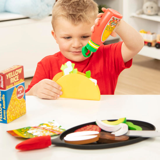 Melissa & Doug pretend play toy — taco and tortilla set with skillet
