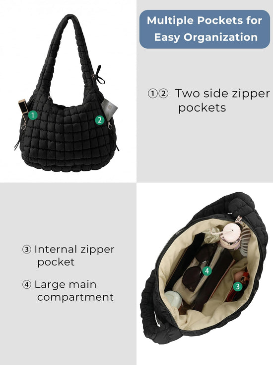 ASWACA puffer handbag — quilted nylon crossbody design with large capacity