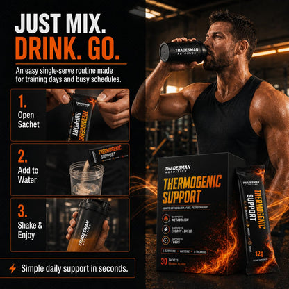 TRADESMAN NUTRITION Shred, Orange Energy Drink Powder in Packets, Thermogenic Support Powder for Men & Women, 30 Sachets (1pcs, 1)