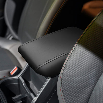 AOMSAZTO console covers - Armrest covers for 2019-2025 Subaru Forester in black with black stitches