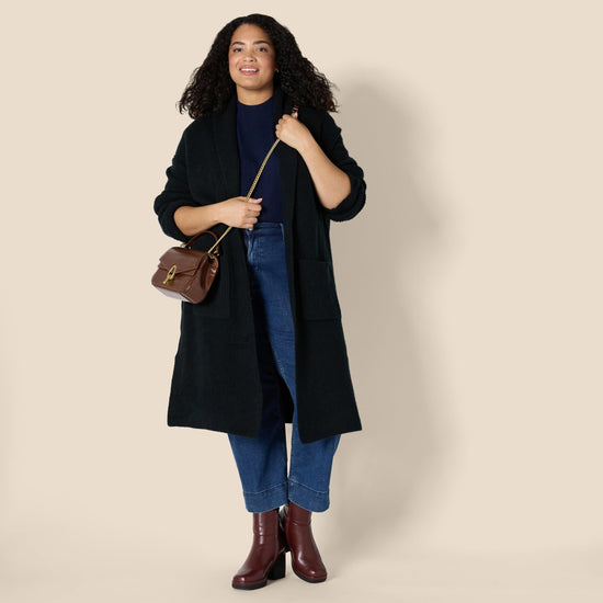 Sweater — Oversized-fit cotton blend cardigan with heavyweight texture stitch