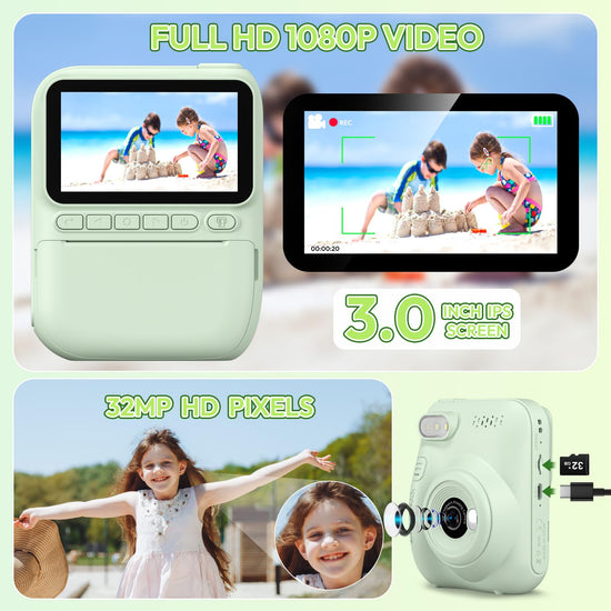Camera film — Instant print digital video camera for kids 4 to 10 years old