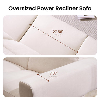 ModernMate Power Recliner Sofa Set with 3-Seater & Loveseat, Oversize Zero Gravity Modular Sectional Couch with Manual Adjustable Headrest, Zero Wall Hugger, USB & Type-C Ports, 27.6" Wide Seat, Beige